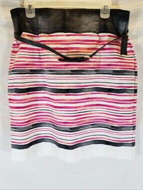 NWT Worthington Pink, Black and White Belted Skirt with Split in the back sz 16P